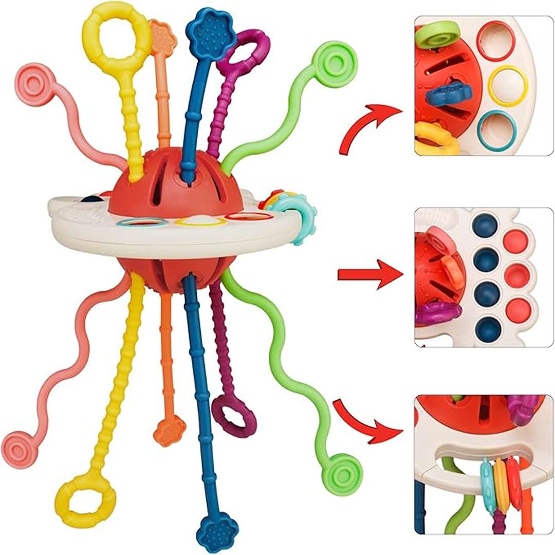 Montessori-Silicone-Activitys-Developmental جغجغه و دندانگیر سیلیکونی پاپیتی - Image 1