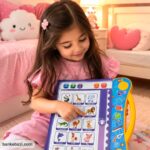 کودک در حال بازی با کتاب موزیکال آموزش انگلیسی